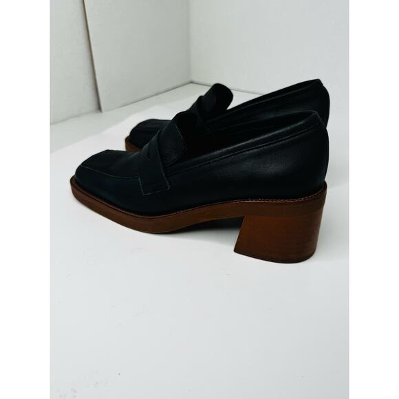 ALOHAS Roxanne Black Leather Platform Loafers Sz 37 Retro Chunky Slip-On Shoes - Picture 9 of 11
